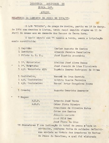 Relat&oacute;rios da campanha de pesca 1954/55