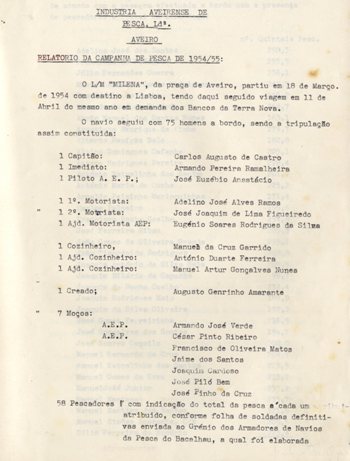 Relatórios da campanha de pesca 1954/55